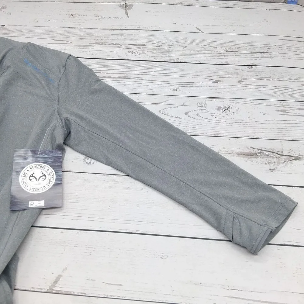 Realtree Long Sleeve Hooded Fishing Shirt Boys Youth Size Small Heather Gray
